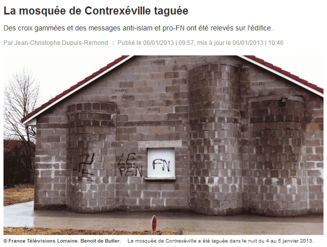 Profanation de la mosquée de Contrexeville islamophobie en France