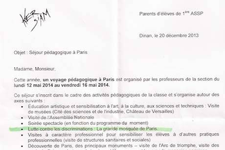 lettre mosquée de Paris