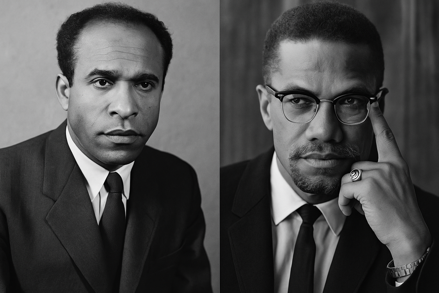 image de malcom x et frantz fanon